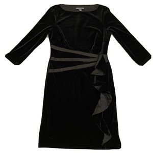American Living Velvet Dress with Side Ruffle, Size 10, Black,
